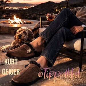 NWOB $99 Kurt Geiger London Suede Hatton Slippers / Mule